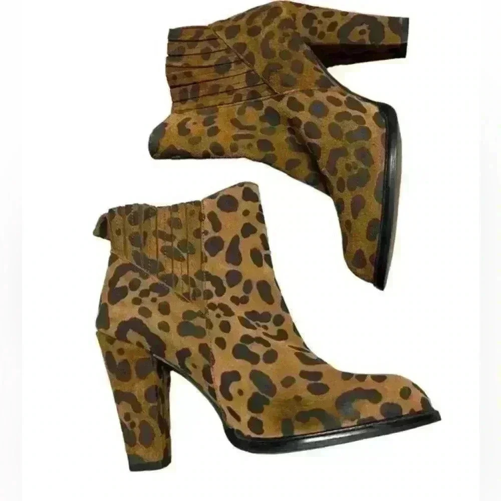 - Zara basic cheetah print boots ankle length heeled Sz 38(7.5) - Picture 2 of 8